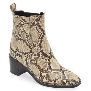 Nordstrom Rack Ankle Booties Size 8.5 Leather Snake Print Block Heel NEW